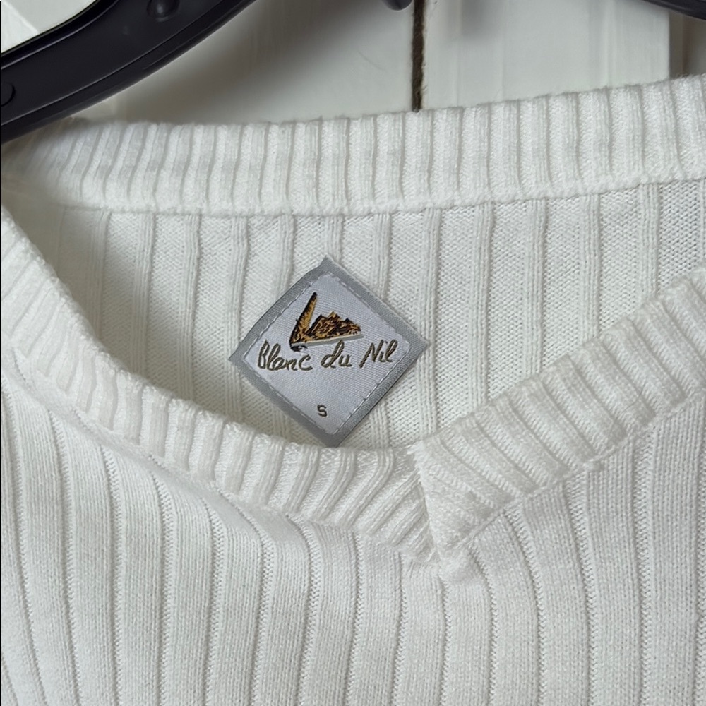 White V-Neck Ribbed Sweater - Picture 2 of 3